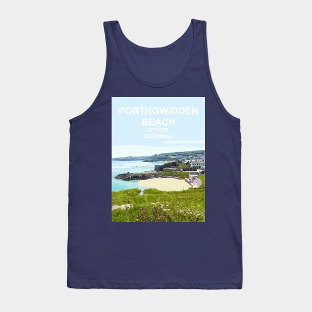 Porthgwidden Beach St Ives Cornwall. Cornish gift. Travel poster Tank Top by BarbaraGlebska